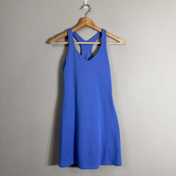 Girlfriend Collective Alpine Lola V-Neck Mini Dress Women's Small Blue Tennis - Picture 2 of 12